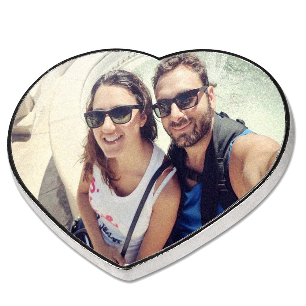 Herz Metallmagnet Silber mit bedruckbarem Einsatz - Drucksaal