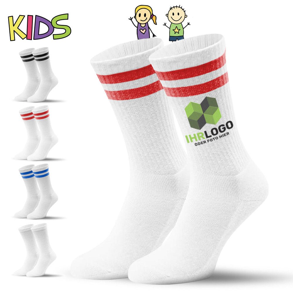 Kinder - Mr. Socks® Tennissocken mit Streifen in versch. Farben - Drucksaal