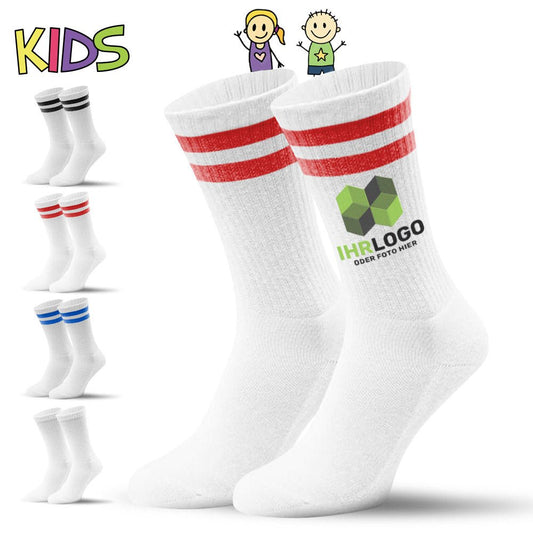 Kinder - Mr. Socks® Tennissocken mit Streifen in versch. Farben - Drucksaal