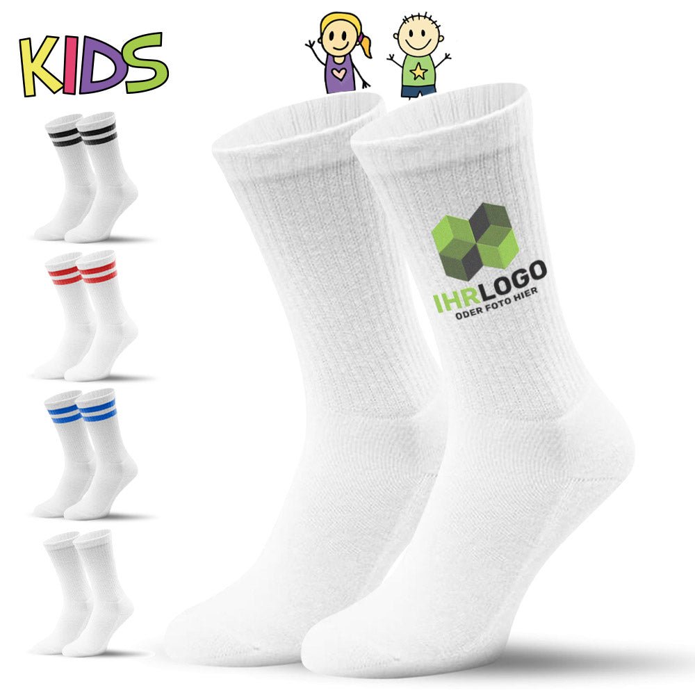Kinder - Mr. Socks® Tennissocken mit Streifen in versch. Farben - Drucksaal