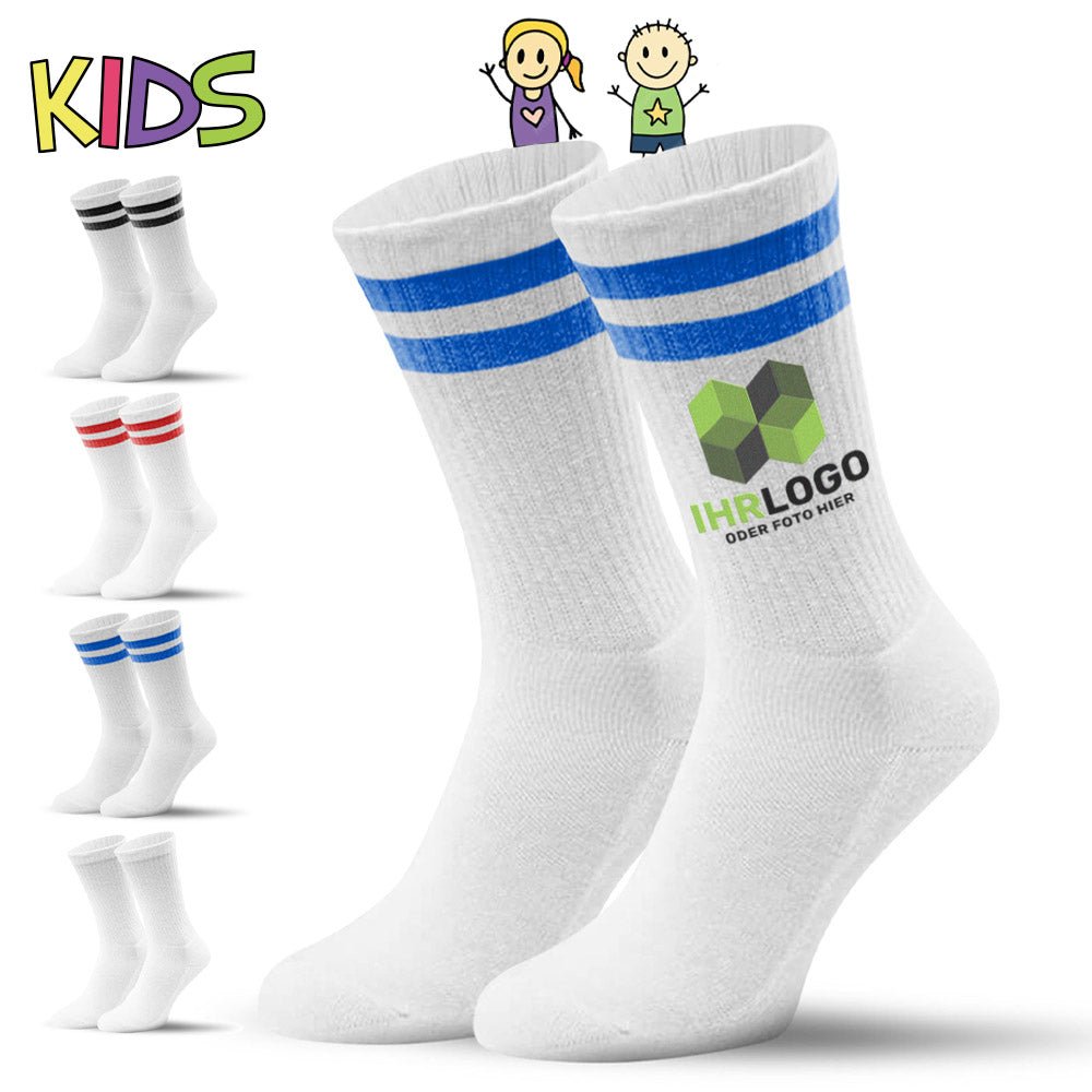 Kinder - Mr. Socks® Tennissocken mit Streifen in versch. Farben - Drucksaal