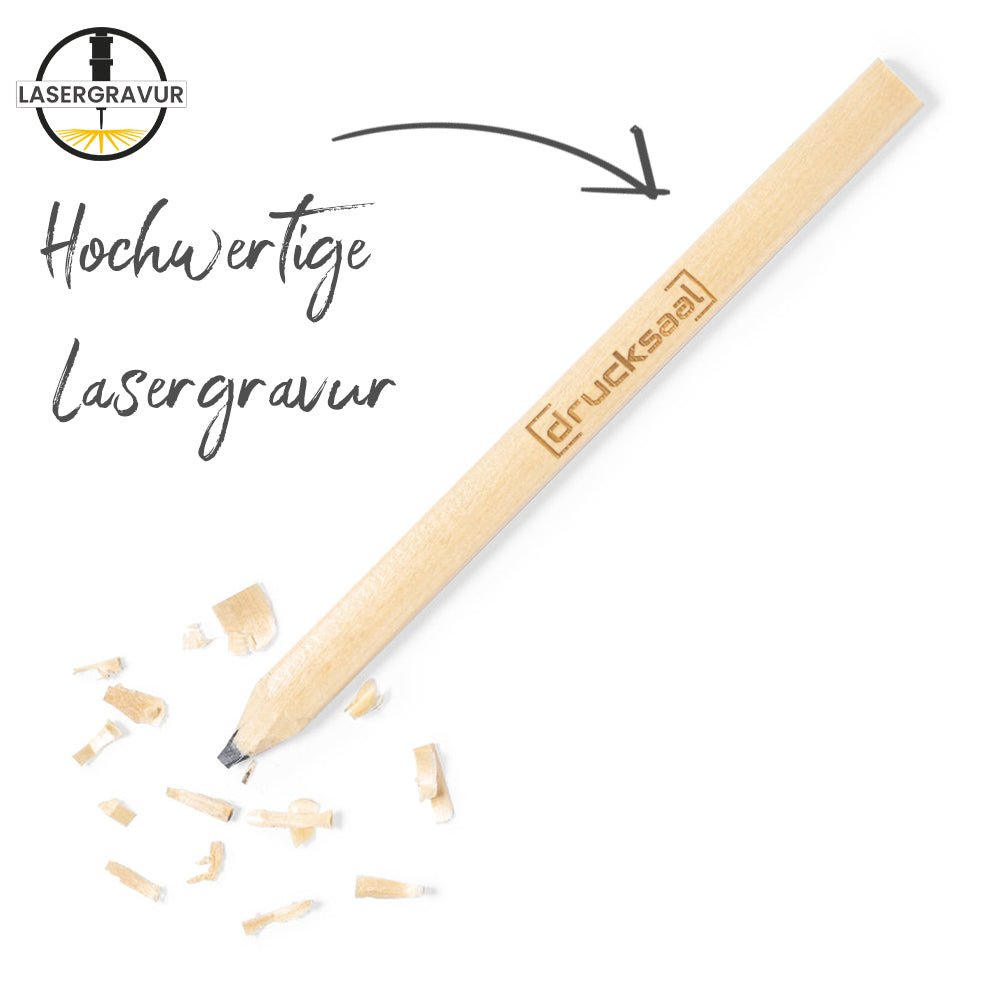 Klassischer Zimmermannsbleistift aus Naturholz, rechteckige Form - Drucksaal