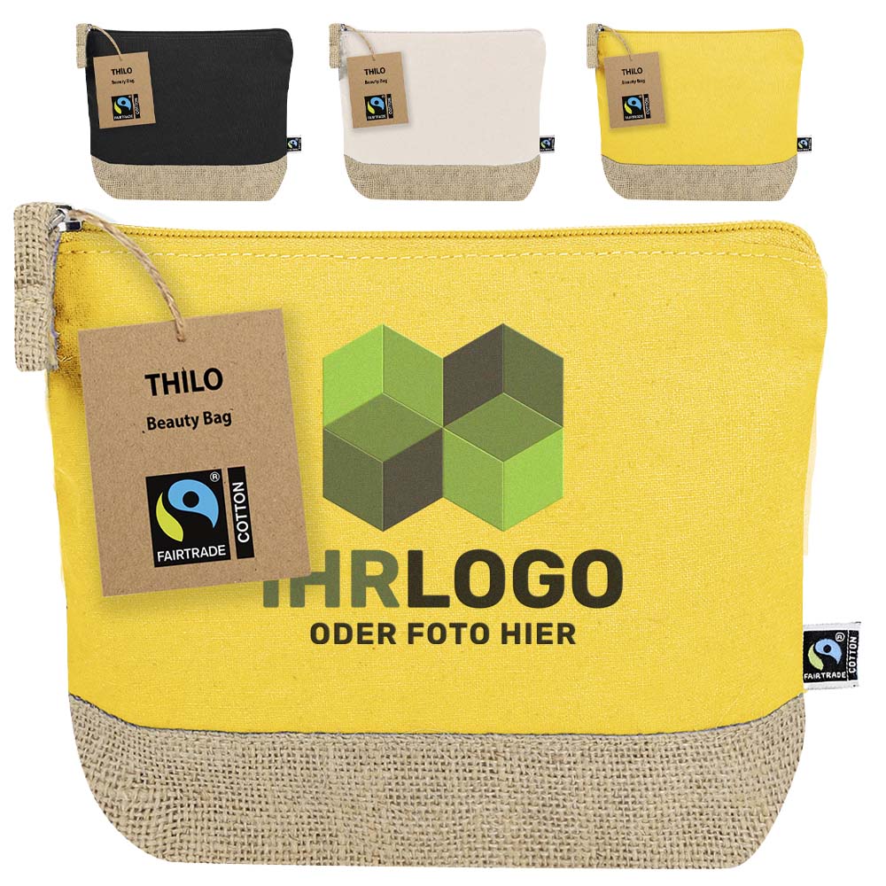 Kosmetiktasche Lilo. Kombination von Baumwolle und Jute in versch. Farben - Drucksaal
