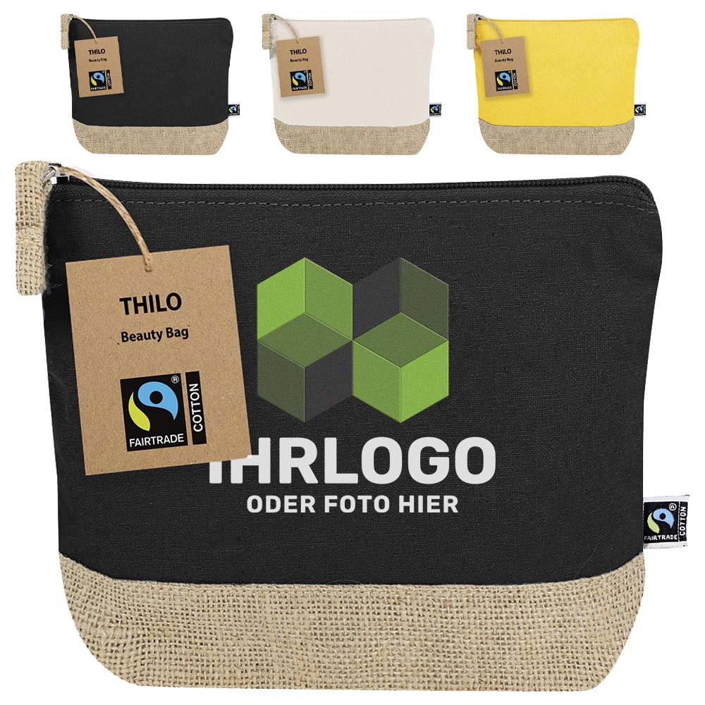 Kosmetiktasche Lilo. Kombination von Baumwolle und Jute in versch. Farben - Drucksaal