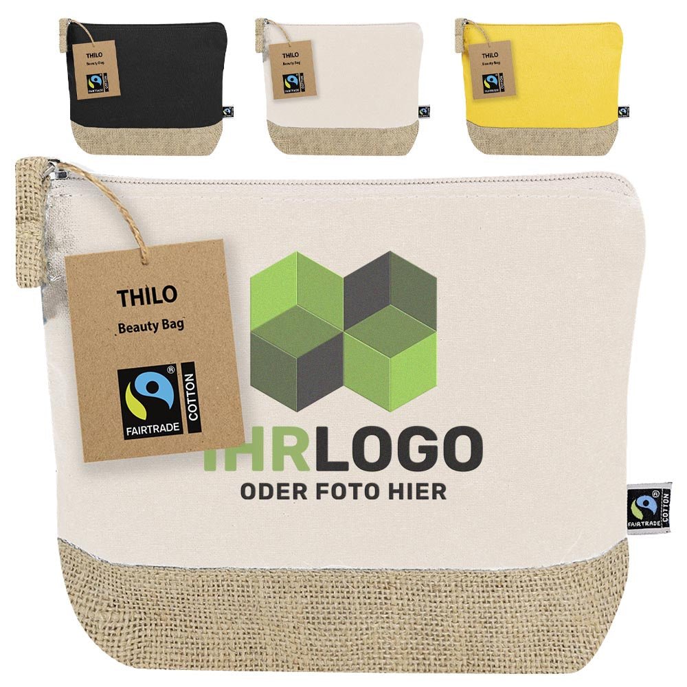 Kosmetiktasche Lilo. Kombination von Baumwolle und Jute in versch. Farben - Drucksaal