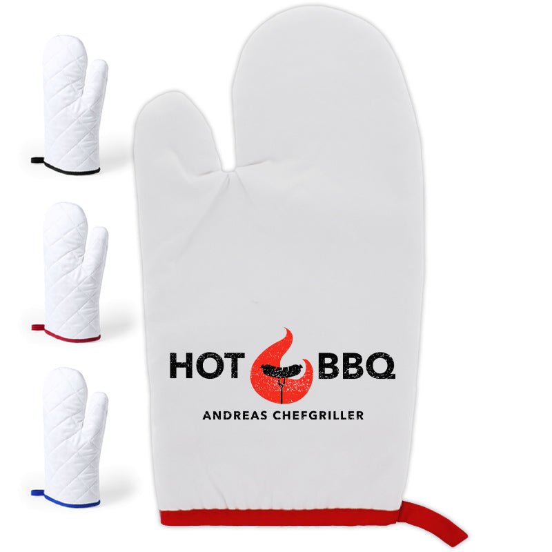 Küchenhandschuh, Grillhandschuh versch. Farbakzente - Drucksaal