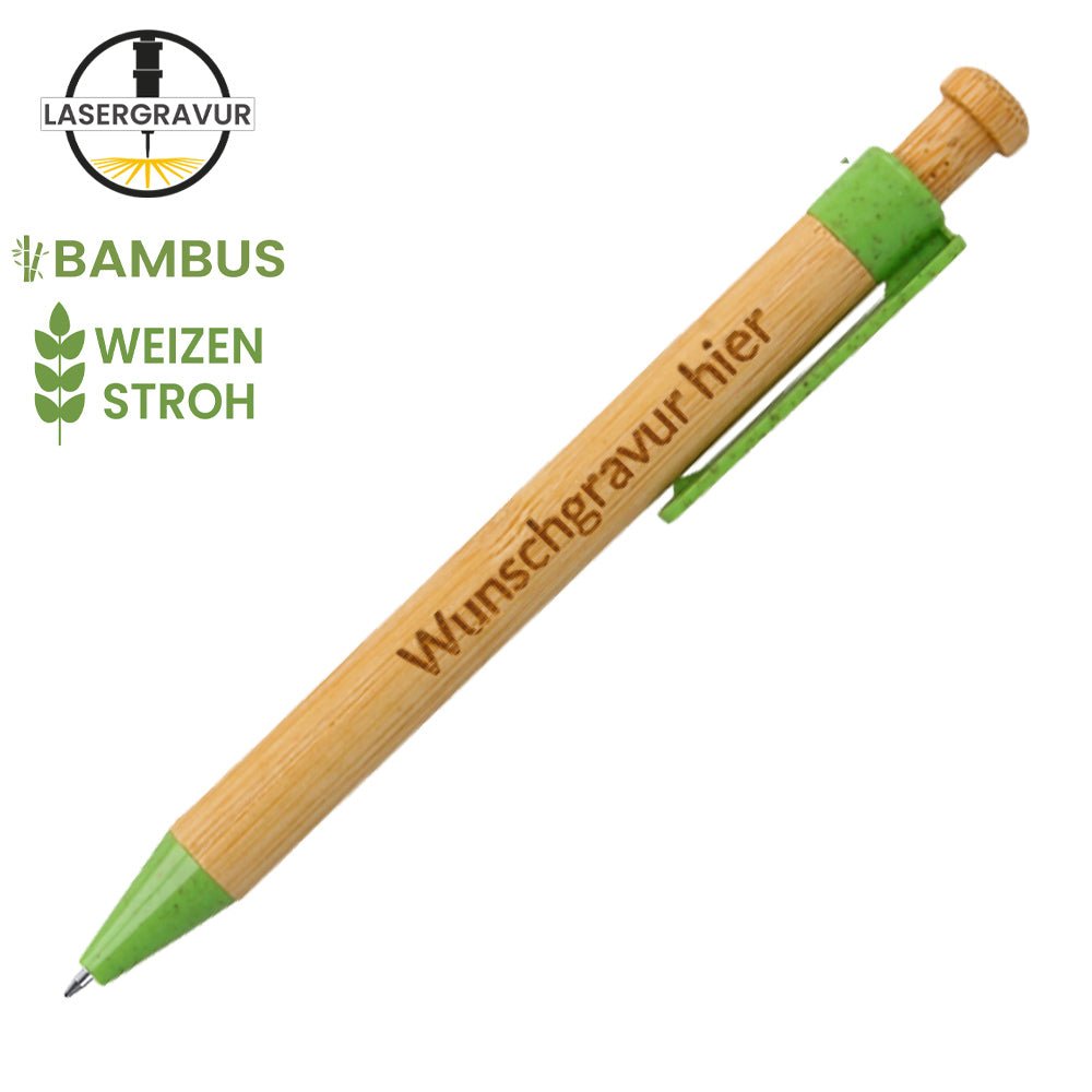 Kugelschreiber Melky aus Bambus und Weizenstroh mit Gravur - Drucksaal