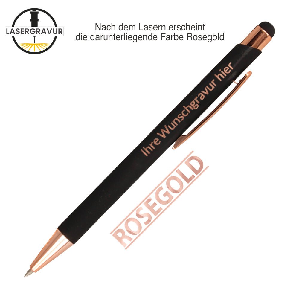 Kugelschreiber Taluf Soft Touch mit Gravur in Rosegold - Drucksaal