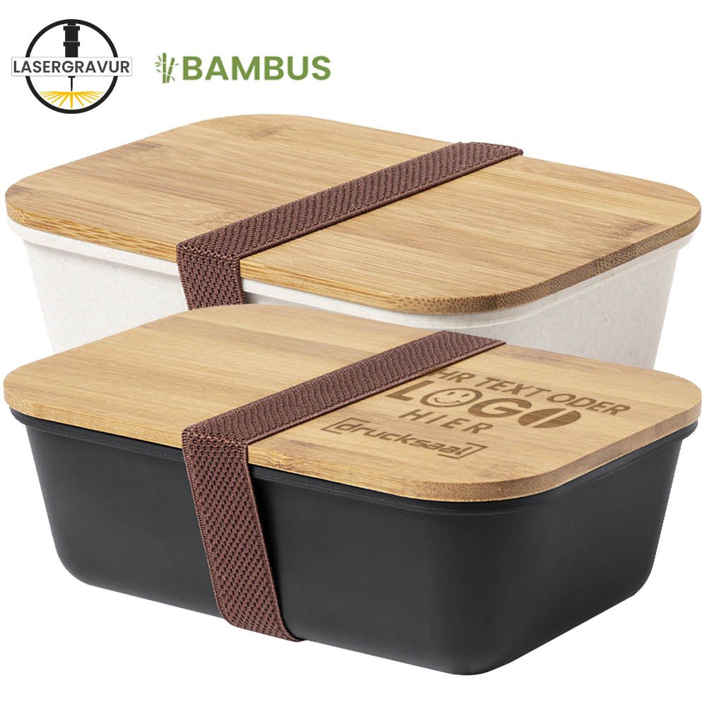 Lunchbox, Brotdose mit Bambusdeckel - Drucksaal