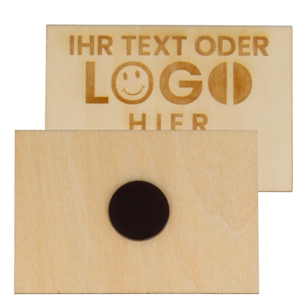 Magnet aus Naturholz (Linde) mit eigener Lasergravur - Drucksaal