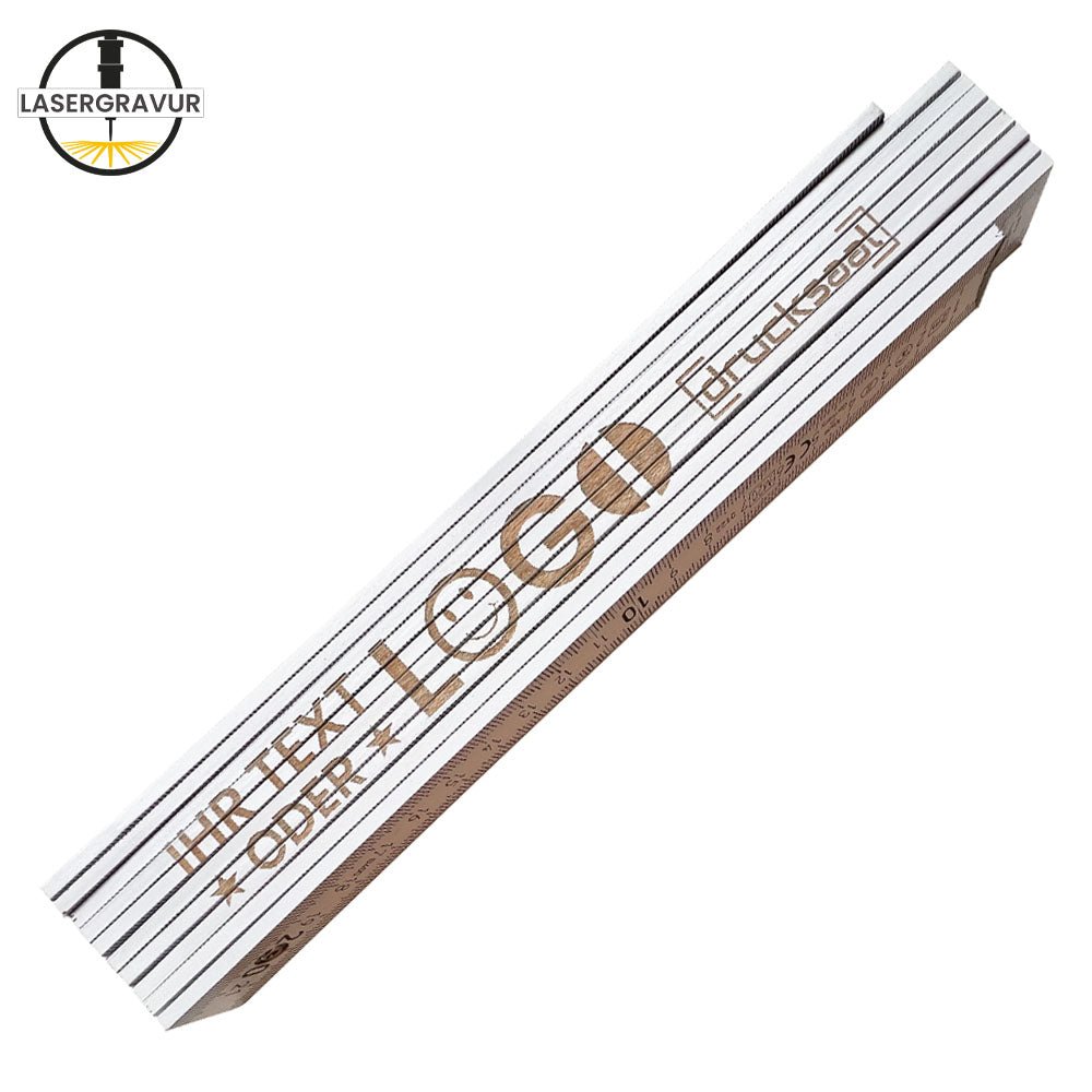Meterstab/ Zollstock 2m aus natürlichem Buchenholz mit Lasergravur - Drucksaal