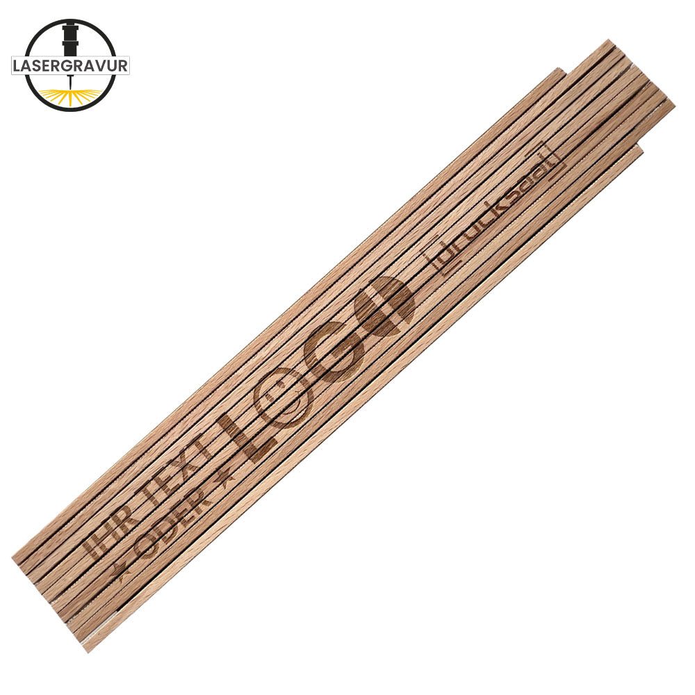 Meterstab/ Zollstock 2m aus natürlichem Buchenholz mit Lasergravur - Drucksaal
