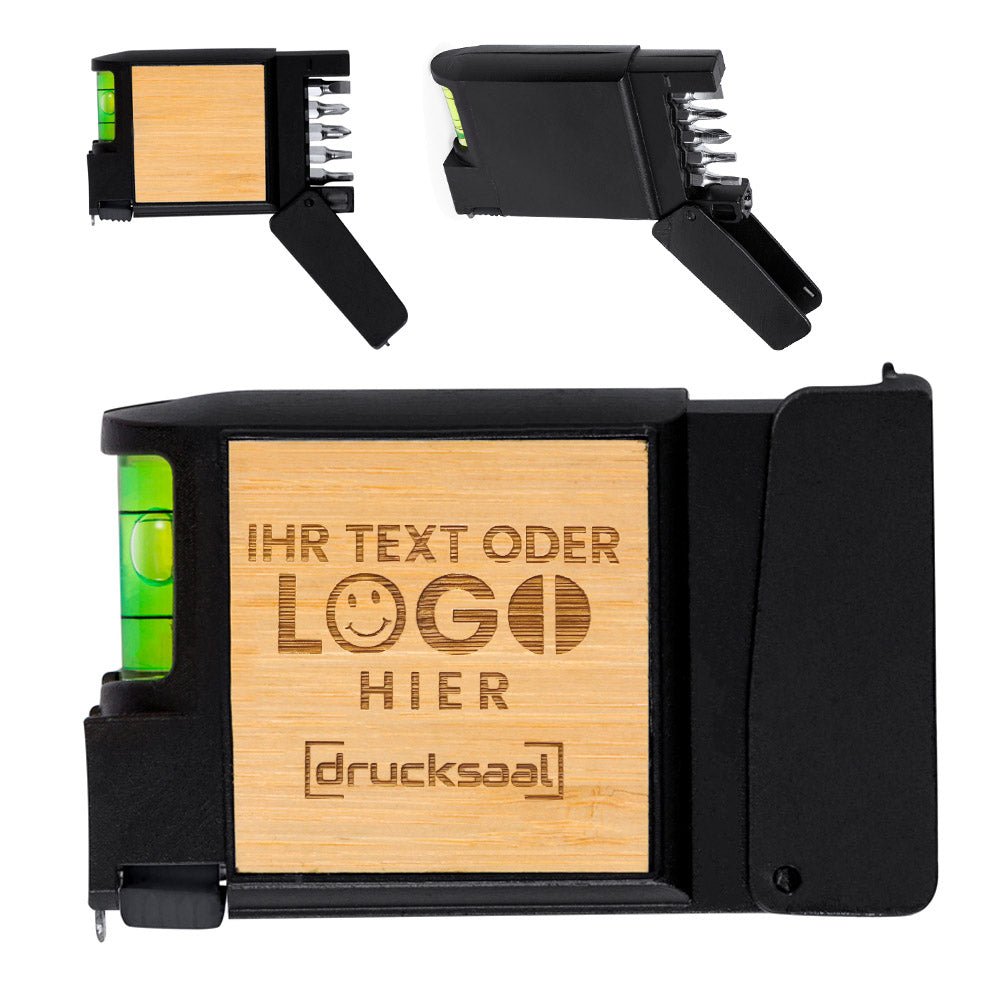 Multitool mit 7 Funktionen wie Wasserwaage und Maßband - Drucksaal