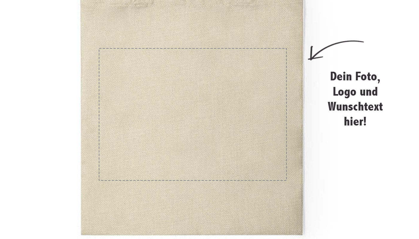 Naturfarbene Einkaufstasche mit langen Henkeln - Drucksaal