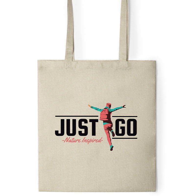 Naturfarbene Einkaufstasche mit langen Henkeln - Drucksaal