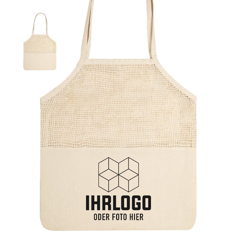 Netzbeutel aus naturfarbener Baumwolle 220g/m2, - Drucksaal
