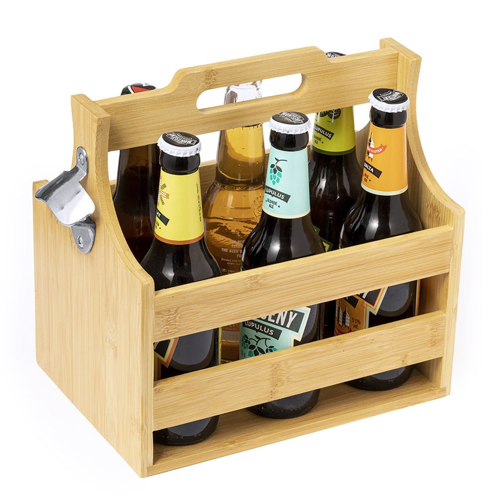 Nützlicher Flaschenträger/ Getränketragebox für 6 Flaschen aus Bambus - Drucksaal
