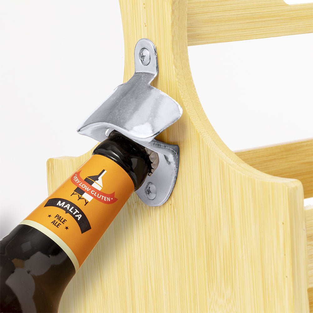 Nützlicher Flaschenträger/ Getränketragebox für 6 Flaschen aus Bambus - Drucksaal