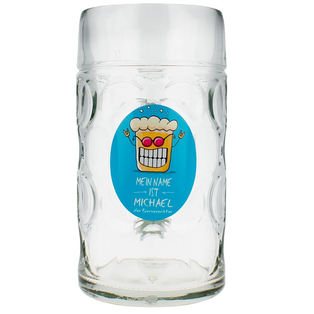 Original 1 Liter Glasmaßkrug mit Foto od. Logo - Drucksaal