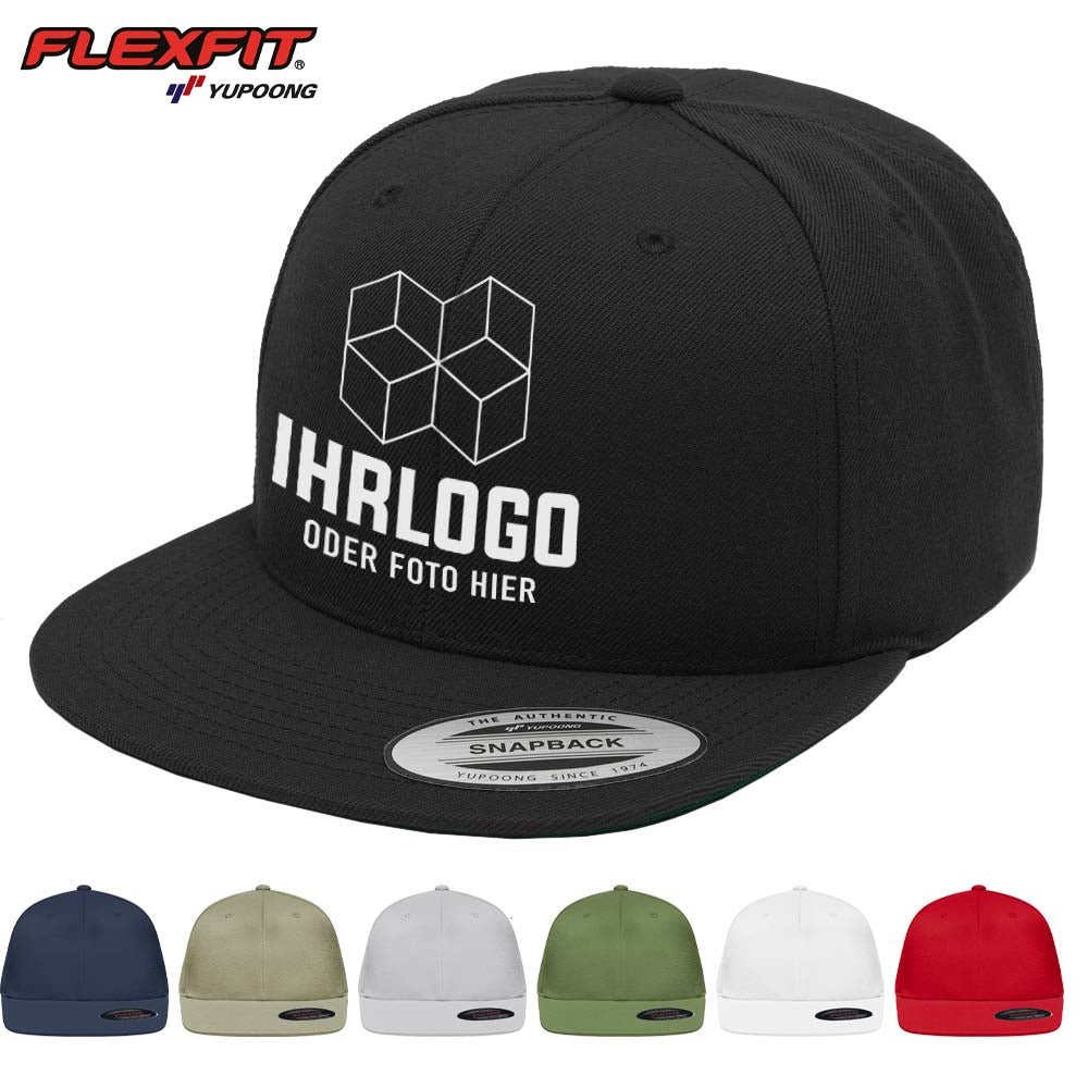 Original Flexfit® Flat Peak 6 Panel Cap ohne Verschluss - Drucksaal