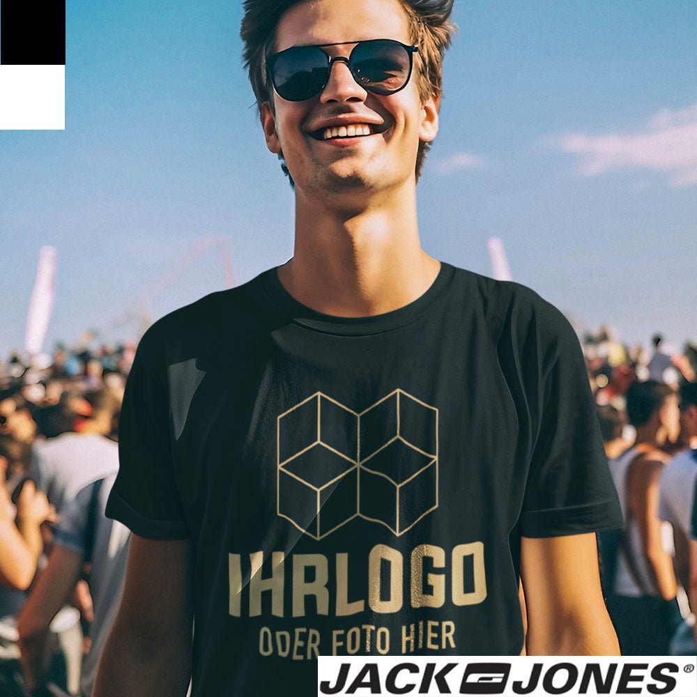 Original Jack & Jones® Blanks Canvas Tee in Schwarz und Weiß - Drucksaal