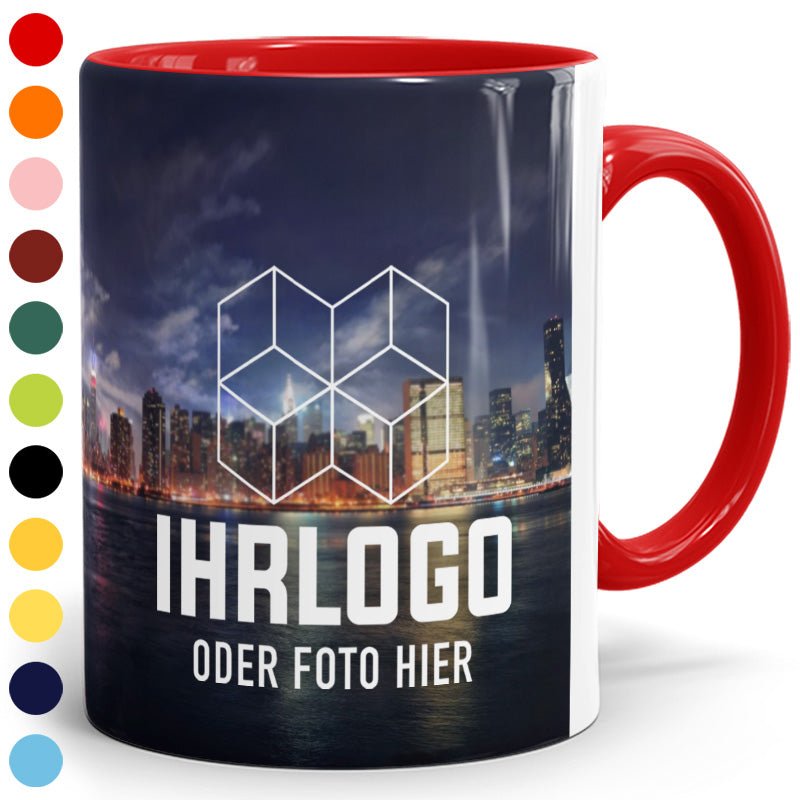 Panorama Zweifarbtassen aus Keramik in 12 versch. Farben - Drucksaal