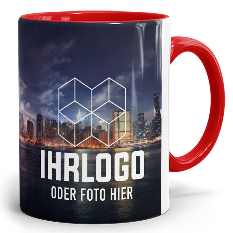 Panorama Zweifarbtassen aus Keramik in 12 versch. Farben - Drucksaal