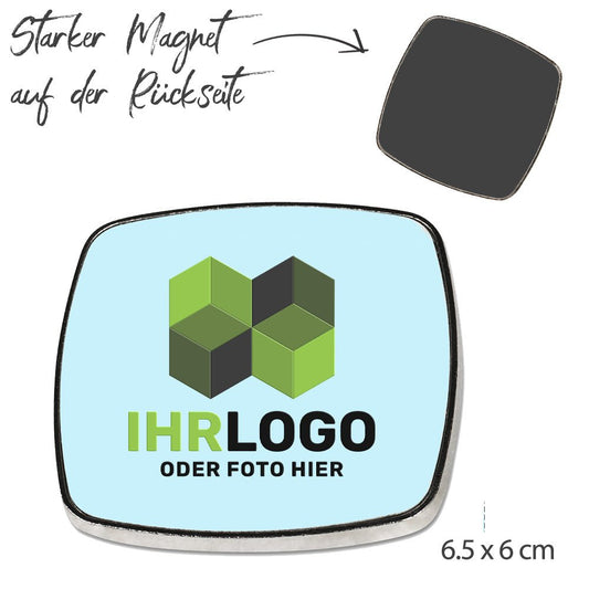 Quadratischer Metallmagnet mit bedruckbarem Alu - Einsatz - Drucksaal