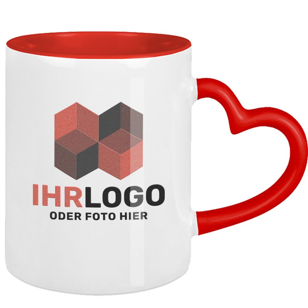 Rote Herzhenkel Kaffeetasse für Verliebte - Drucksaal
