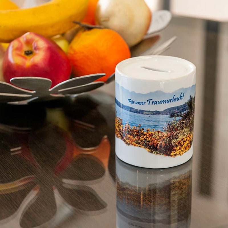 Spardose mit Einwurfschlitz - Keramik - Drucksaal