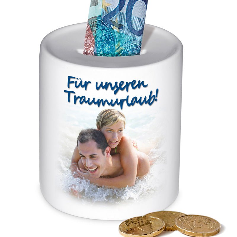 Spardose mit Einwurfschlitz - Keramik - Drucksaal