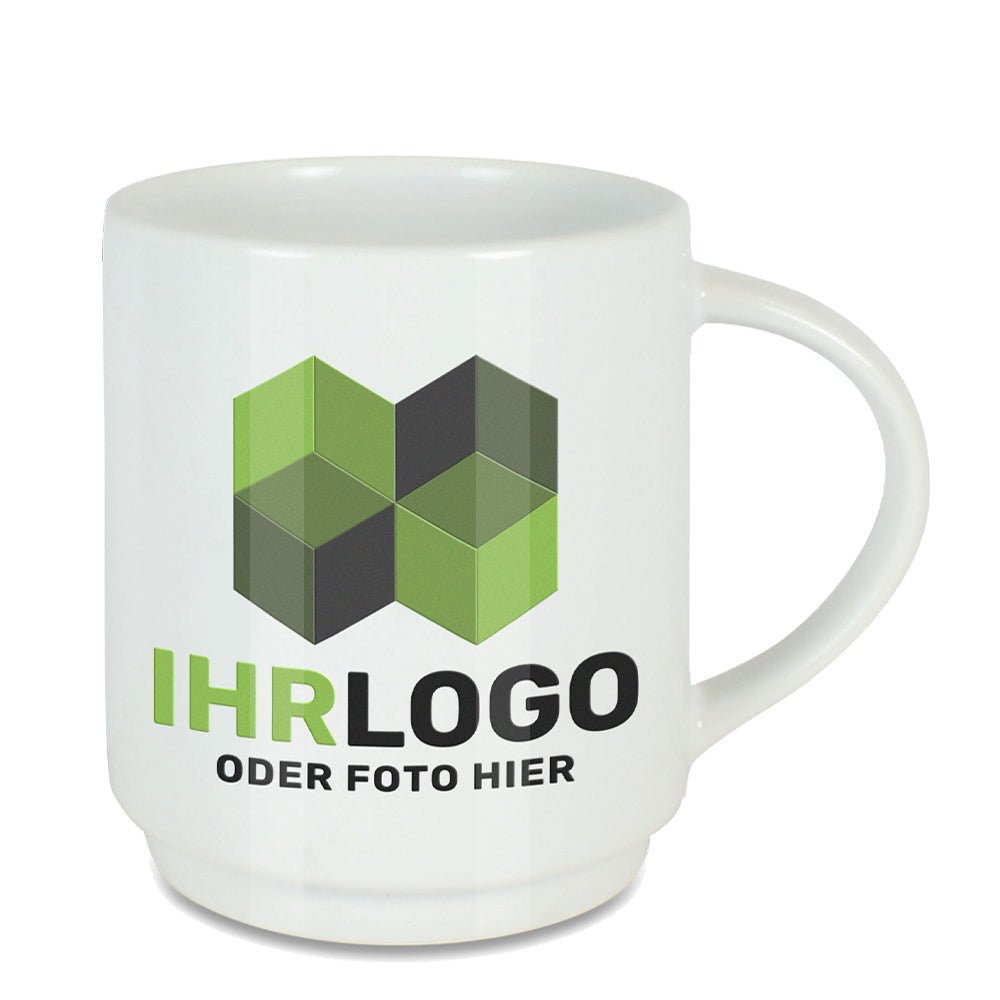 Stapelbare Keramiktasse mit filigranem Henkel - Drucksaal