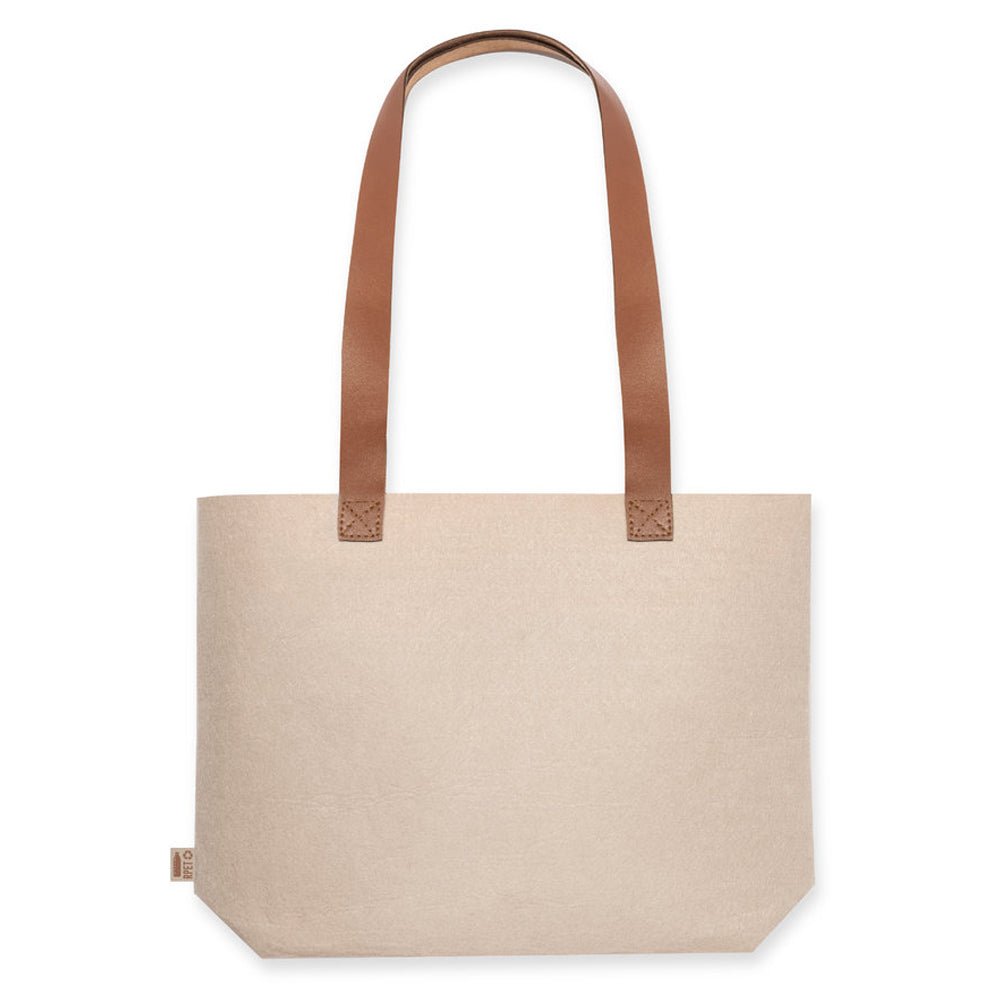 Tasche aus RPET - Filz in beige/ braun mit langen Griffen - Drucksaal
