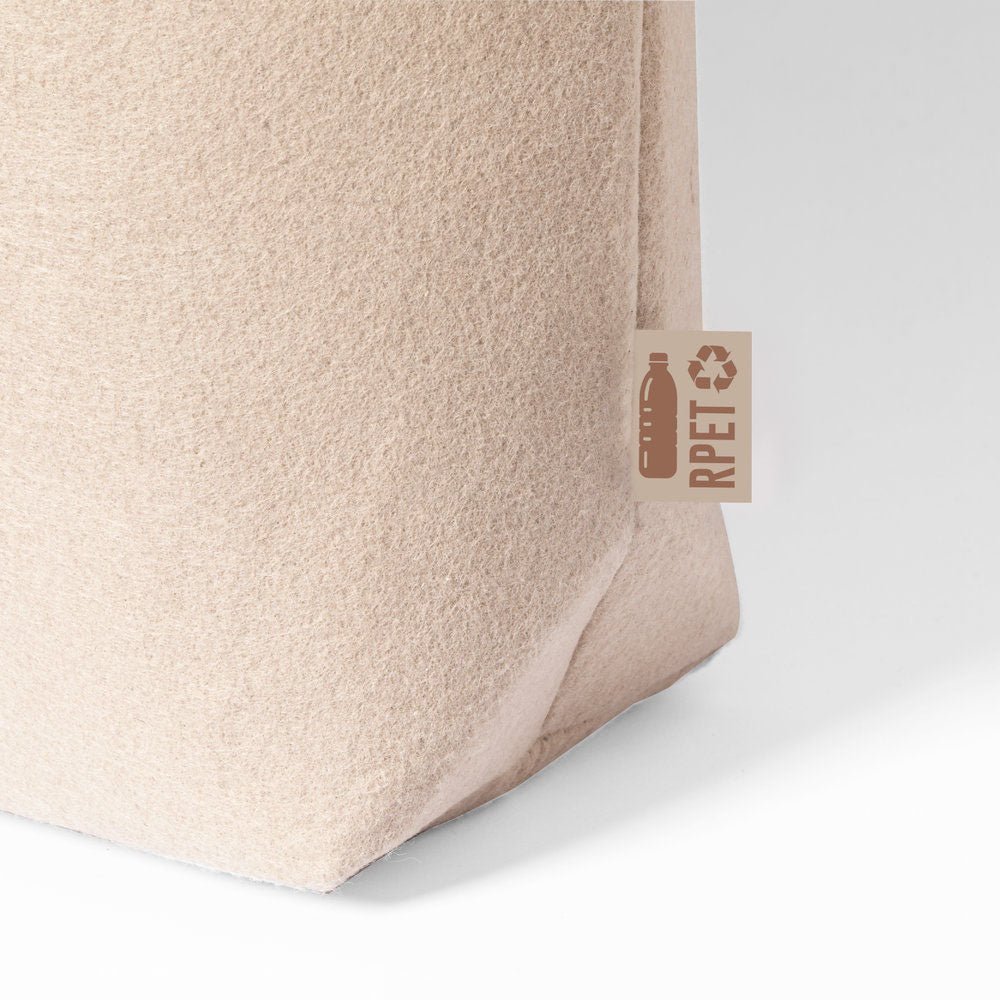 Tasche aus RPET - Filz in beige/ braun mit langen Griffen - Drucksaal