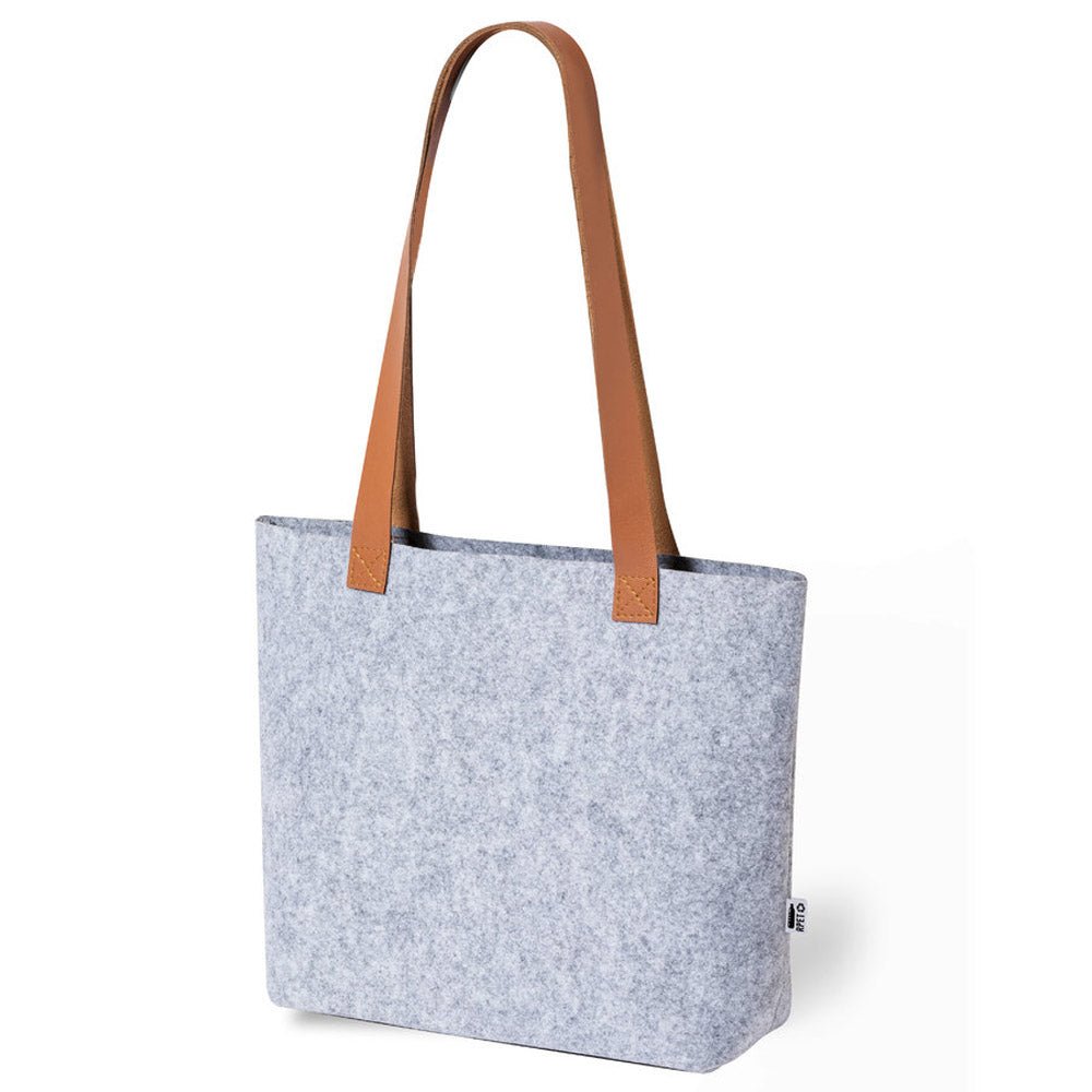 Tasche aus RPET - Filz in grau mit langen Griffen - Drucksaal