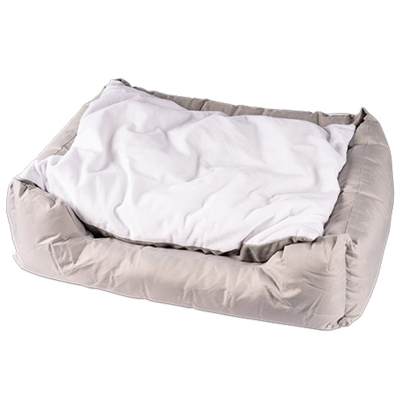 Tierbett grau mit bedruckbarem Kissen in weiß - Drucksaal