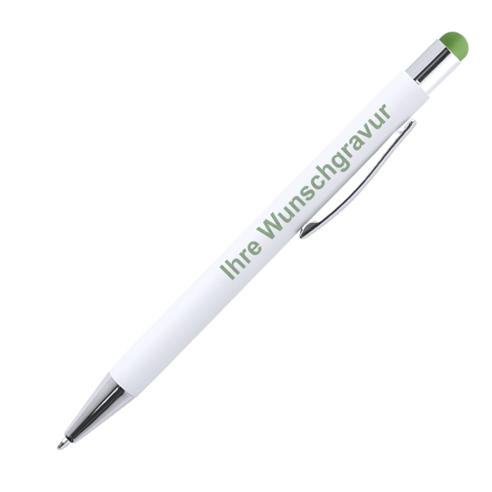 Touch Point Kugelschreiber Wonner in mattem weiß und verchromten Kontrastdetails - Drucksaal