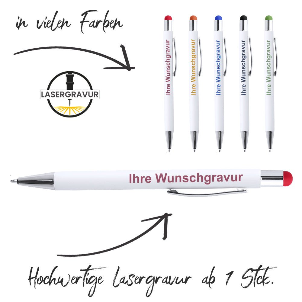 Touch Point Kugelschreiber Wonner in mattem weiß und verchromten Kontrastdetails - Drucksaal