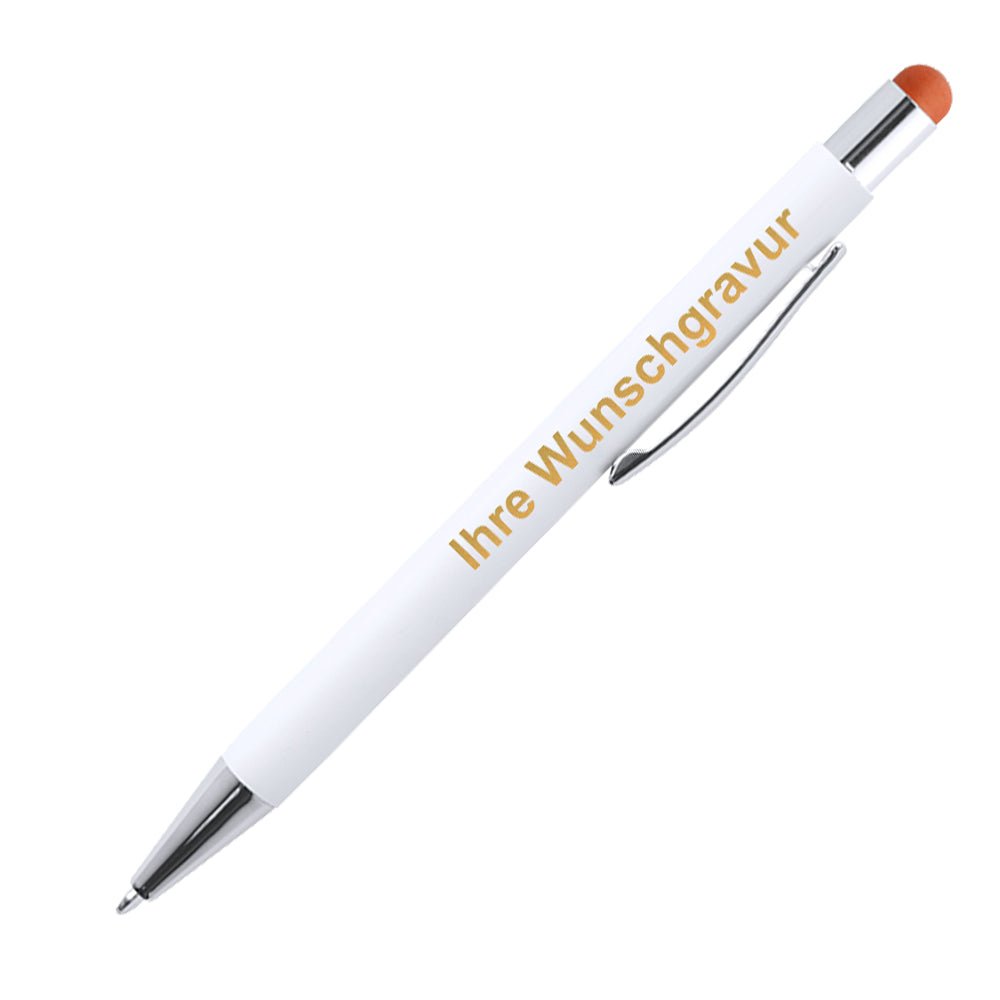 Touch Point Kugelschreiber Wonner in mattem weiß und verchromten Kontrastdetails - Drucksaal