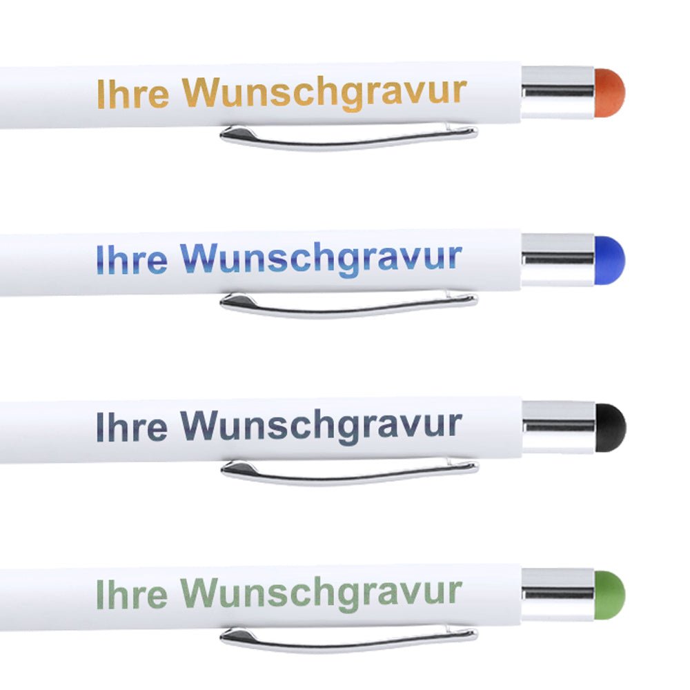 Touch Point Kugelschreiber Wonner in mattem weiß und verchromten Kontrastdetails - Drucksaal