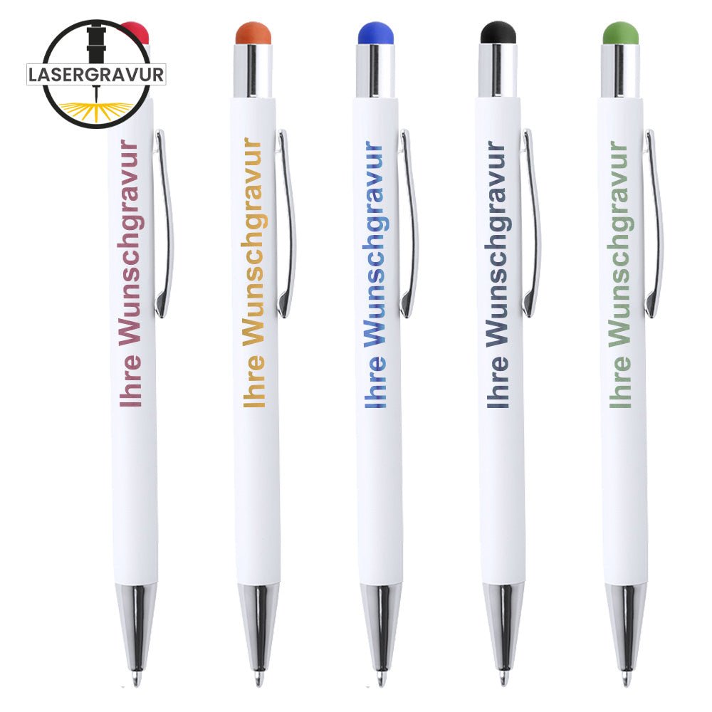 Touch Point Kugelschreiber Wonner in mattem weiß und verchromten Kontrastdetails - Drucksaal