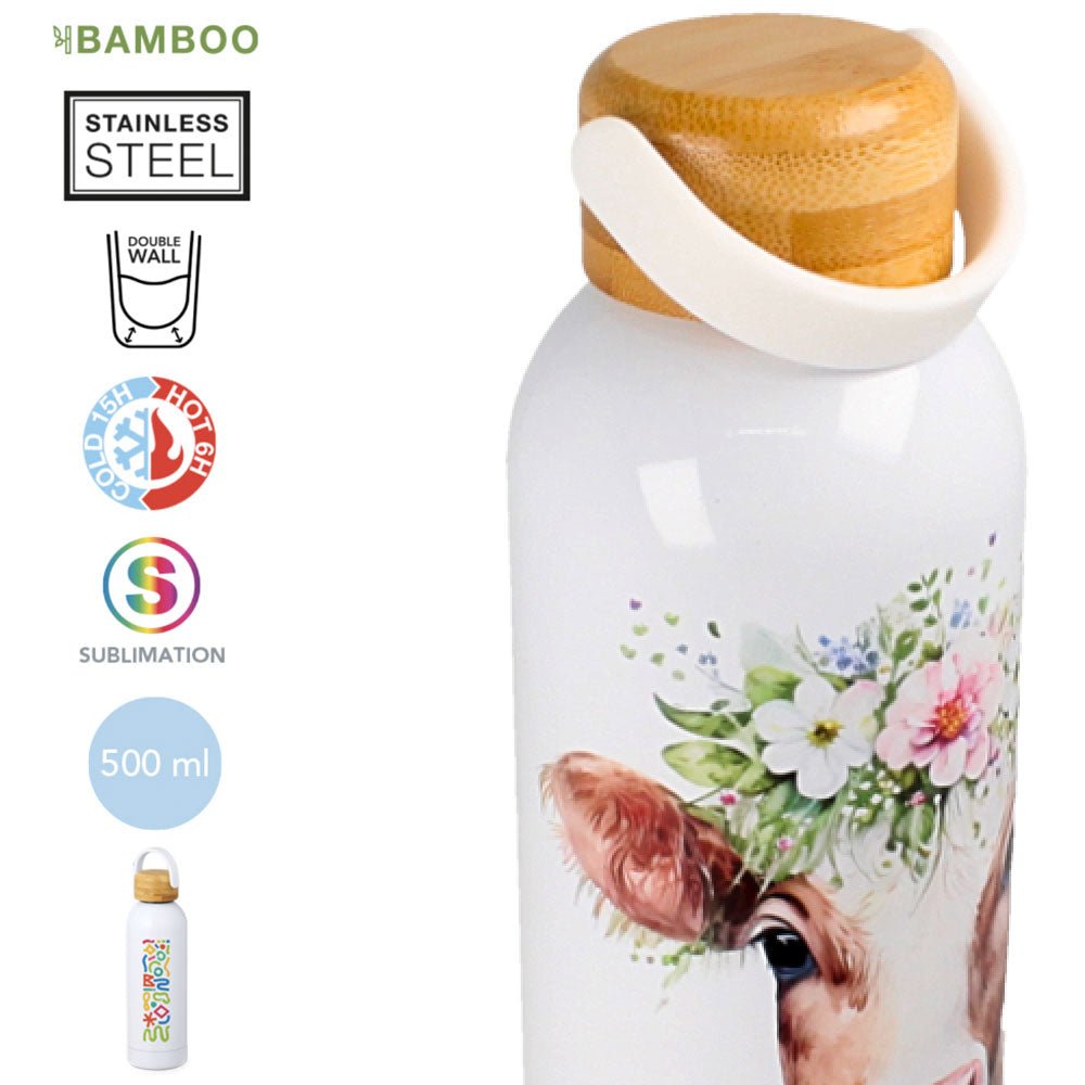 Trinkflasche 500 ml JANO, doppelwandiger Edelstahl - Drucksaal