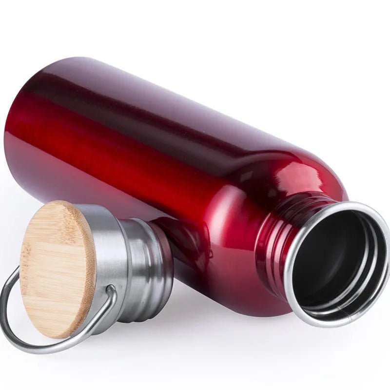 Trinkflasche 800 ml mit Bambusdeckel - Drucksaal