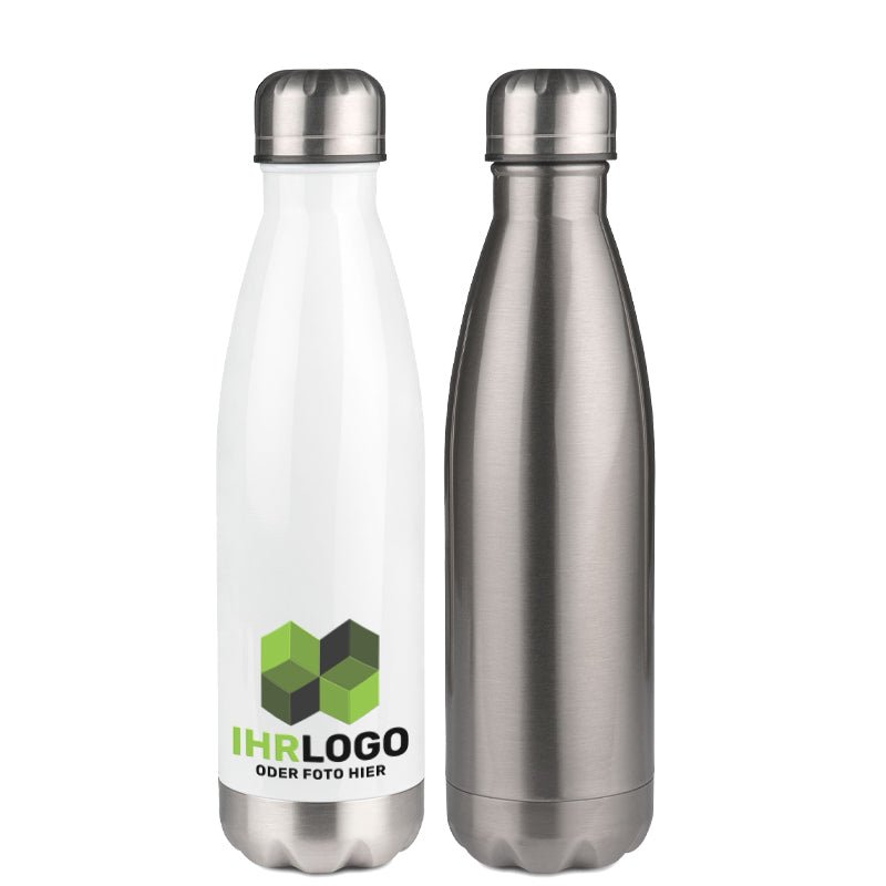 Trinkflasche Heliox 500 ml in weiß oder silber - Drucksaal