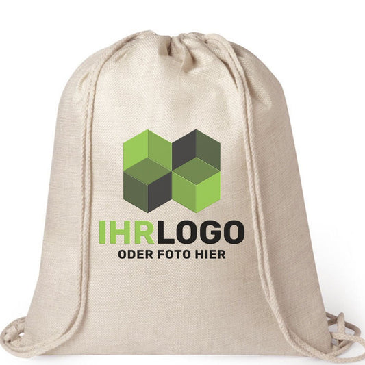 Turnbeutel in Naturfarbe mit Kordelzug - Drucksaal