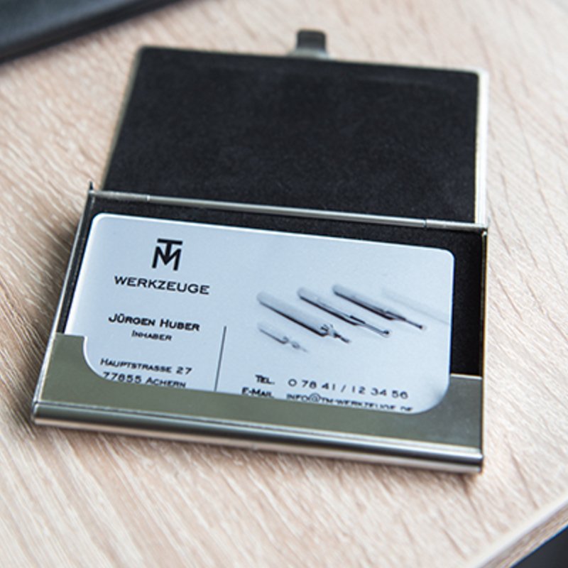 Visitenkartenbox, Etui aus Metall - Drucksaal