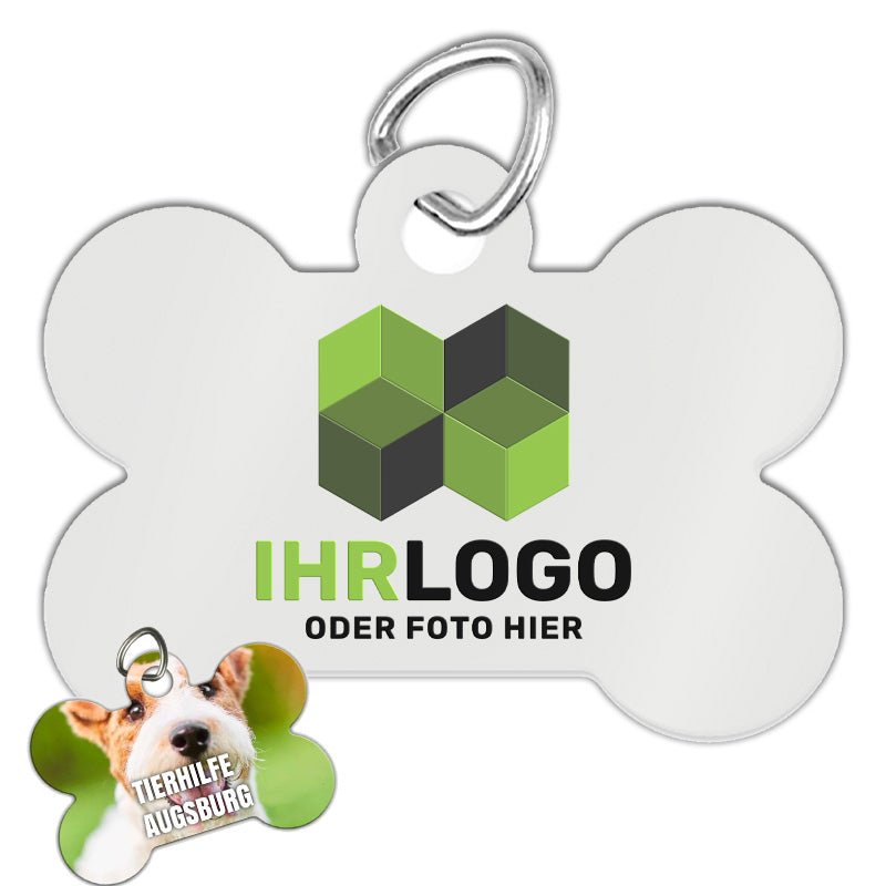 Weißer Aluminium - Anhänger Knochen - Drucksaal