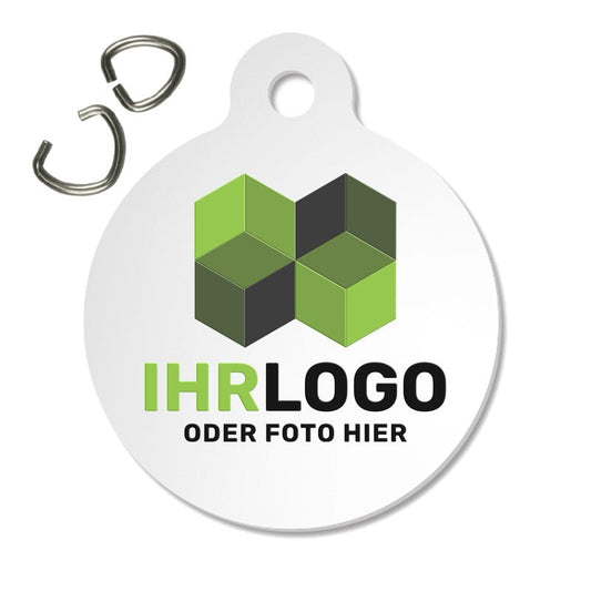 Weißer Aluminium - Anhänger ø 32 mm - Drucksaal