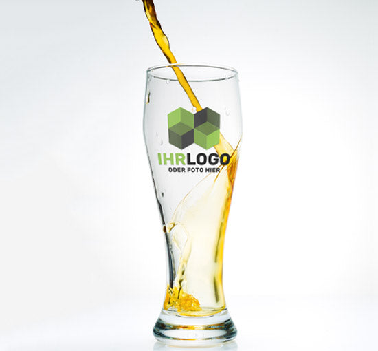 Glas Bedrucken - Weizenglas mit Logo selbst gestalten