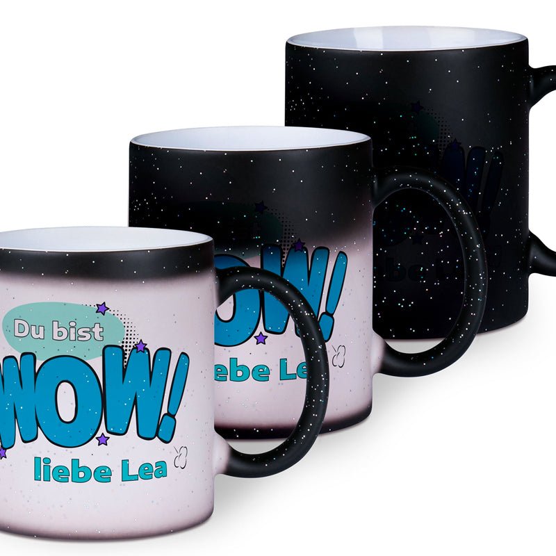 Zaubertasse, Farbwechseltasse mit Glitzerpartikeln - Drucksaal